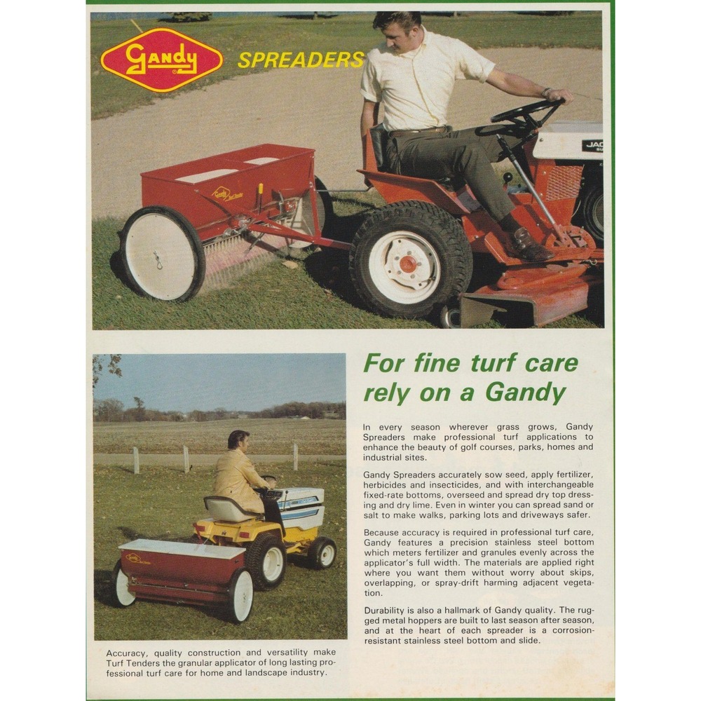 Vintage Gandy Spreaders Sales Brochure Model 42 24 30 Turf Tender Advertising